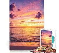 Puzzle 1000 pièces Coucher de Soleil sur l'océan avec Ciel coloré, idéal pour Les Adolescents Jeu de logique Clair et Relaxant, découpe Parfaite, (50x75cm)