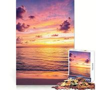 Puzzle 1000 pièces Coucher de Soleil sur l'océan avec Ciel coloré, idéal pour Les Adolescents Jeu de logique Clair et Relaxant, découpe Parfaite, (50x75cm)