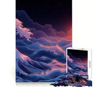 Puzzle 1000 pièces Coucher de Soleil sur l'océan avec Une Vague, pour Adolescents, Jeu de logique Clair, détente, découpe Parfaite, (38x26cm)