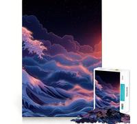 Puzzle 1000 pièces Coucher de Soleil sur l'océan avec Une Vague pour Adolescents, Jeu intellectuel, détente et Bien-être, découpe de qualité, Cadeau de Saison (50x75cm)