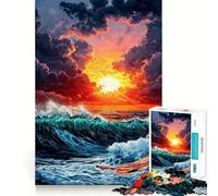 Puzzle 1000 pièces Coucher de Soleil sur l'océan pour Adolescents Renforce Les Souvenirs, Moments de Paix, qualité supérieure, Cadeau Classique (50x75cm)