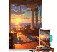 Puzzle 1000 pièces Coucher de Soleil sur l'océan pour Adolescents, Stimulant la réflexion, Joie familiale, Bords Nets, Cadeau mémorable (38x26cm)