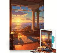 Puzzle 1000 pièces Coucher de Soleil sur l'océan pour Adultes, 1000 pièces, thème Souvenirs, Moments paisibles, Découpe serrée, Liste de souhaits du Père Noël (38x52cm)