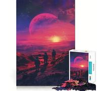 Puzzle 1000 pièces Coucher de Soleil sur Mars avec Astronaute, pour Adolescents Jeu de logique et de réflexion, Ambiance Calme et Amusante, Bords Lisses, Cadeau d’Anniversaire 38x52cm