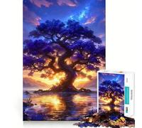 Puzzle 1000 pièces Coucher de Soleil sur Un Arbre Violet 50x75cm pour Adolescents développez Vos capacités intellectuelles partagez des Moments de Joie en Famille et offrez-Vous Un Cadeau mémorable !