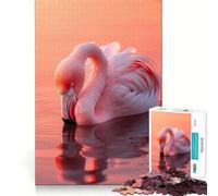 Puzzle 1000 pièces Coucher de Soleil sur Un Flamant Rose pour Adolescents, Jeu de logique Puissant, évasion apaisante, Bords Nets, Cadeau d'anniversaire (50x75cm)