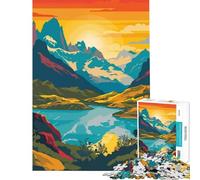 Puzzle 1000 pièces Coucher de Soleil sur Un lac de Patagonie Jeu de réflexion Stimulant l'intelligence Jouet addictif Cadeau d'anniversaire Défi Difficile (Dimensions 75x50cm)