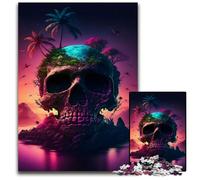 Puzzle 1000 pièces Coucher de Soleil sur Une île Mystique pour Adultes, pour la Famille et Les Amis, à partir de 14 Ans, 26x38cm/10,23x14,96 Pouces