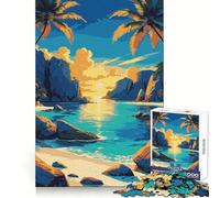 Puzzle 1000 pièces Coucher de Soleil sur Une Plage Tropicale pour Adultes, idéal pour développer l'esprit d'analyse, se détendre et s'évader Un Cadeau de Saison à Assembler avec précision (38x52cm)