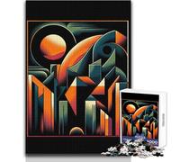 Puzzle 1000 pièces Coucher de Soleil Urbain Mystique Idéal pour des Moments de détente à la Maison Jeu de Construction Durable et précis Dimensions:38x52cm