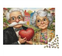 Puzzle 1000 pièces Couleurs Vives pour Adultes Amour Couple Âgé - Papi Tient cœur pour Mamie, épais, Robuste, qualité supérieure, Difficile, Antidote au Stress 70x50cm/1000pcs