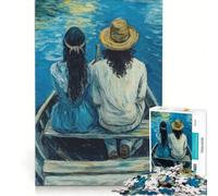 Puzzle 1000 pièces Couple dans Une Barque, Jeu de réflexion Stimulant, détente intellectuelle, pour Toute la Famille 38x52cm