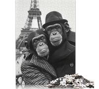 Puzzle 1000 pièces Couple de chimpanzés Paris pour Adultes Jeu Familial Puzzle 1000 pièces (38 x 26 cm)