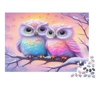 Puzzle 1000 pièces Couple de Chouettes Mignonnes Mignonne Arbre de Nuit Pièces assemblables durables Carton Papier pour Femmes & Hommes Cadeau pour Adultes 70x50cm/1000 pièces