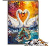 Puzzle 1000 pièces Couple de cygnes Blancs, Puzzle Adulte 1000 pièces, Jeu d'activités familiales, décoration Murale (Taille 26x38cm)