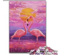 Puzzle 1000 pièces Couple de Flamants Roses pour Adultes et Adolescents, adapté aux Personnes de 14 Ans et Plus Idées Cadeaux de décoration intérieure (26x38cm)