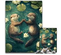 Puzzle 1000 pièces Couple de loutres pour Les 14 Ans et Plus Défi éducatif, activités Amusantes à la Maison, Cadeaux d'anniversaire, Cadeaux de Voyage 50x75cm