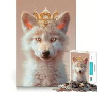Puzzle 1000 pièces Couronne du Roi Loup pour Adultes Entraînement Mental Amusant Découpe de précision Bords Lisses Activité captivante pour des soirées tranquilles (38x26cm)