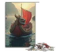 Puzzle 1000 pièces Course de Bateaux-Dragons pour Adultes Puzzle en Bois Jeu Stimulant 1000 pièces (38 x 26 cm)