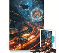 Puzzle 1000 pièces Course l'espace pour Adultes, Jeu intellectuel, détente et Calme, découpe précise, pour Les vœux du Père Noël (38x52cm)
