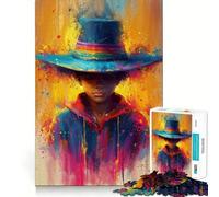 Puzzle 1000 pièces Cowboy Sombre pour Adultes Stimule la mémoire Amusant et décontracté Bords Nets Cadeau Classique (50x75cm)