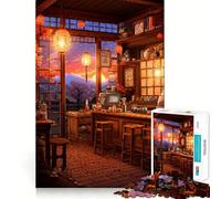 Puzzle 1000 pièces Cozy Ramen Shop Pixel Seamless Cut Game Smart Mind Activity Peaceful Play Fun Birthday Hobby Gift (50x75cm)