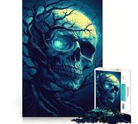 Puzzle 1000 pièces Crâne, Arbre et Lune pour Adolescents amélioration de la mémoire, détente et Divertissement, pièces de Collection aux découpes nettes 38x26cm