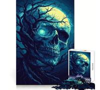 Puzzle 1000 pièces Crâne, Arbre et Lune pour Adolescents amélioration de la mémoire, détente et Divertissement, pièces de Collection aux découpes nettes 38x26cm