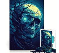 Puzzle 1000 pièces Crâne Arbre Lune Cadeau pour Adultes Jeu de logique Fine Loisirs Doux Bords Nets Joli Cadeau 50x75cm