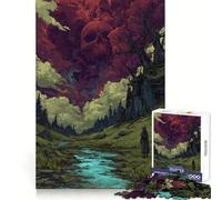 Puzzle 1000 pièces Crâne dans Le Ciel, Mauvais présage pour Adultes, Jouet de logique Pointue, Loisirs à Domicile, découpe précise, 38x26cm