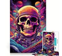 Puzzle 1000 pièces Crâne dans l'espace pour Adultes Jeu de réflexion Intelligent, Silencieux et Amusant Découpe précise Cadeau Original 38x26cm