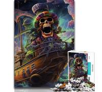 Puzzle 1000 pièces Crâne de Bateau Pirate pour Adultes et Adolescents, pour Un Moment de détente à la Maison Chaque pièce est Unique - Jeu Familial Stimulant (38x26cm)