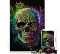 Puzzle 1000 pièces Crâne de Cannabis Pensée Claire, Distraction Douce, Bords précis, Cadeau Symbolique (50x75cm)