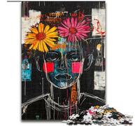 Puzzle 1000 pièces Crâne de Coquelicot Style Basquiat pour Adultes et Adolescents, à partir de 14 Ans Entraînez Votre Cerveau et Vos Mains Cadeaux de Noël (50x75cm)