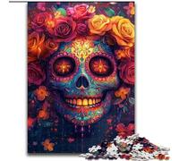 Puzzle 1000 pièces Crâne de Rose pour Adultes et Adolescents, Jeu Stimulant et Jeu en Famille, Cadeau d'anniversaire, décoration Murale (26x38cm)