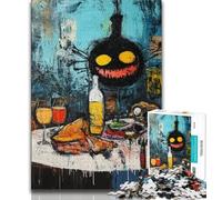 Puzzle 1000 pièces Crâne de Style Basquiat pour Adultes et Adolescents, Aide Le Cerveau à exercer des Jouets addictifs pour cultiver la Patience, Jeu de défi Unique (38x26cm)