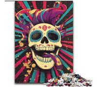Puzzle 1000 pièces Crâne de Style Mexicain pour Adultes et Adolescents, Interaction Parent-Enfant intéressante pour réduire Le Stress (50x75cm)