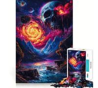 Puzzle 1000 pièces Crâne et Lune Paysage Cadeau pour Adultes Jeu de réflexion et de logique Design Silencieux et Amusant Assemblage Cadeau Exquis 38x26cm