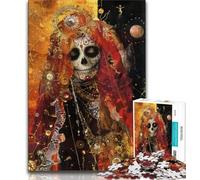 Puzzle 1000 pièces Crâne Mexicain pour Adultes et Adolescents, Anti-Stress, Vacances à la Maison, avec Affiche et fiche de Questions Assorties 50x75cm