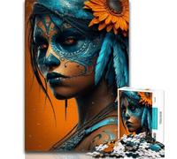 Puzzle 1000 pièces Crâne Mexicain pour Adultes, Jeu Stimulant et Jeu en Famille, Cadeau d'anniversaire, Cadeaux, Art Mural 50x75cm
