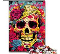 Puzzle 1000 pièces Crâne psychédélique pour Adultes et Adolescents, à partir de 14 Ans, décoration d'intérieur, Jeux de Famille, Cadeaux de Noël et d'anniversaire (26x38cm)