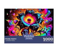 Puzzle 1000 pièces Crâne Roses Arc-en-Ciel Cœurs, Difficile Homme Femme, Idée Cadeau décoration Maison Murale, 38x26cm