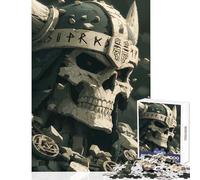 Puzzle 1000 pièces Crâne Viking en Pierre avec Runes Jeu à Monter soi-même pour Femmes et Hommes Jeu éducatif Renforce l'amour au Sein du Couple Dimensions 38x26cm