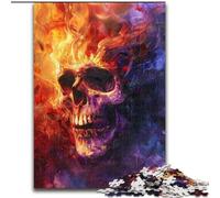 Puzzle 1000 pièces Crânes colorés en Bois, activité Amusante à Faire à la Maison 50x75cm Décoration DIY Cadeaux de Vacances stimulants pour Le Cerveau