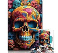 Puzzle 1000 pièces Crânes colorés pour Adolescents, Jouet éducatif Anti-Stress, idéal comme Cadeau, 50x75cm