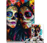 Puzzle 1000 pièces Crânes Mexicains pour Adultes et Adolescents, Jeu Familial Anti-Stress, Défi Difficile, Collection Artistes, Beaux-Arts (38x26cm)
