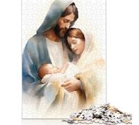 Puzzle 1000 pièces Crèche de Noël - Enfant Jésus, Marie et Joseph, Jeu éducatif, décoration familiale, Adulte, Stimulant (75 x 50 cm)