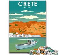 Puzzle 1000 pièces Crète Grèce Affiche de Voyage Jeu éducatif Familial Offrez des Cadeaux à Toute la Famille à partir de 14 Ans (Taille 38x52cm)