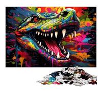 Puzzle 1000 pièces Crocodile coloré pour Adultes Puzzle en Bois Superbe Cadeau pour Noël (1000 pièces 75 x 50 cm)