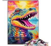 Puzzle 1000 pièces Crocodile du Nil psychédélique, 1000 pièces pour Adultes, Niveau débutant, idéal pour Les Anniversaires et Les fêtes (Taille 50x75cm)